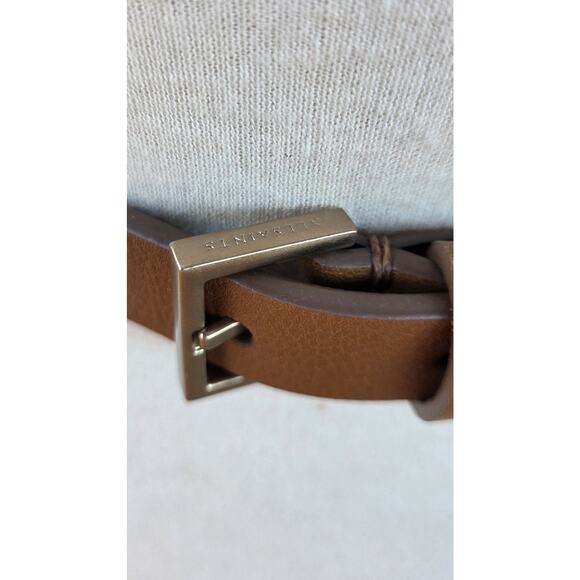 AllSaints Camel Studded Leather Belt Pebbled Thin Minimalist Moto Rocker main image 4